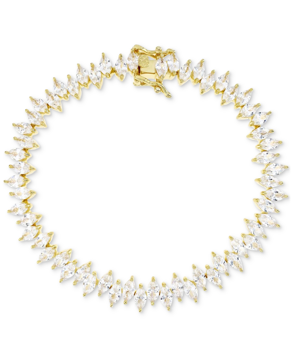 Shop Macy's Cubic Zirconia Marquise-cut Zigzag Style Tennis Bracelet In Gold