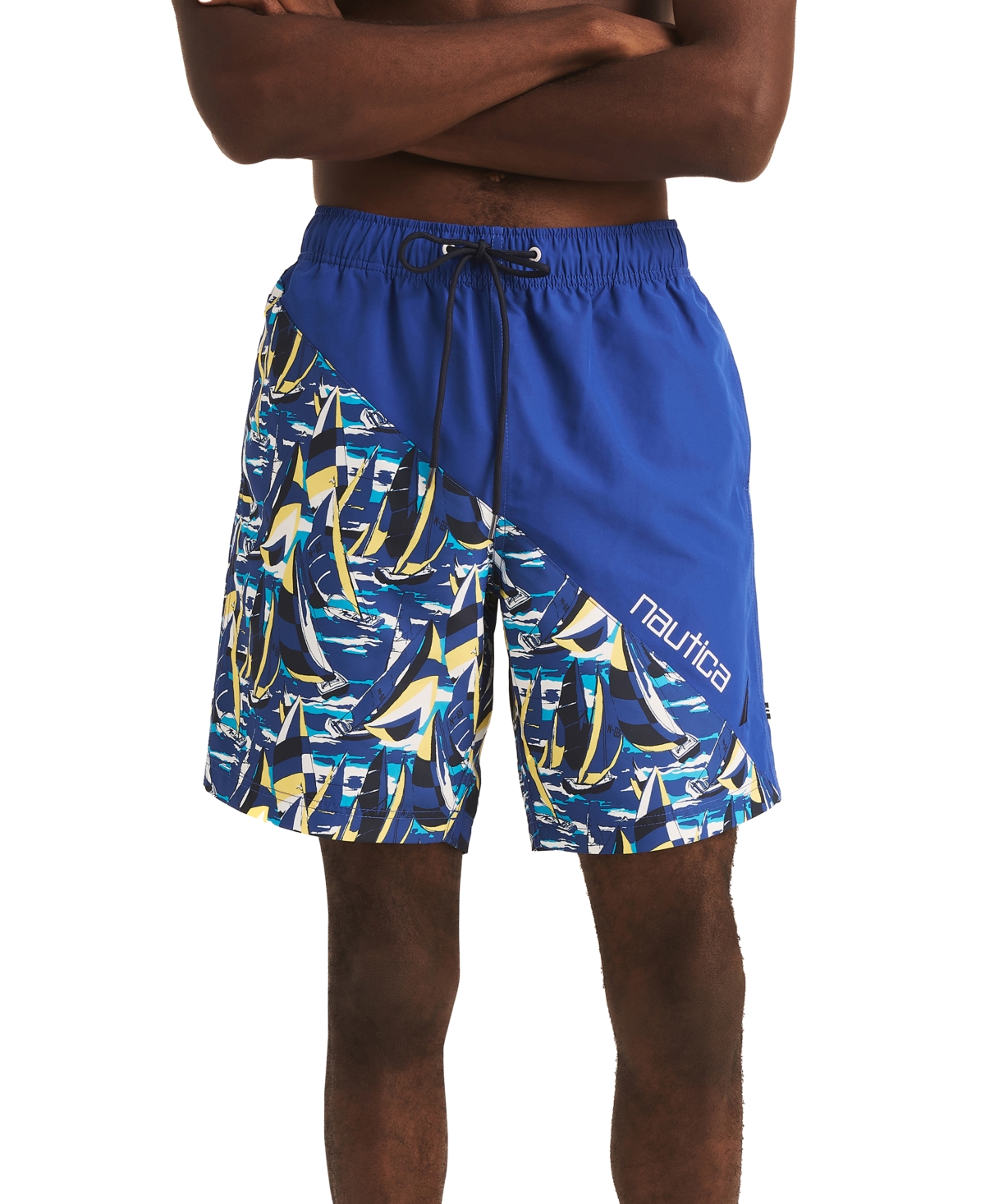 Shop Nautica Men's Heritage Diagonal Full Elastic 8" Swim Trunks In Bright Cobalt