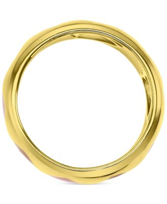 Red & Pink Enamel Heart Band in 14k Gold-Plated Sterling Silver