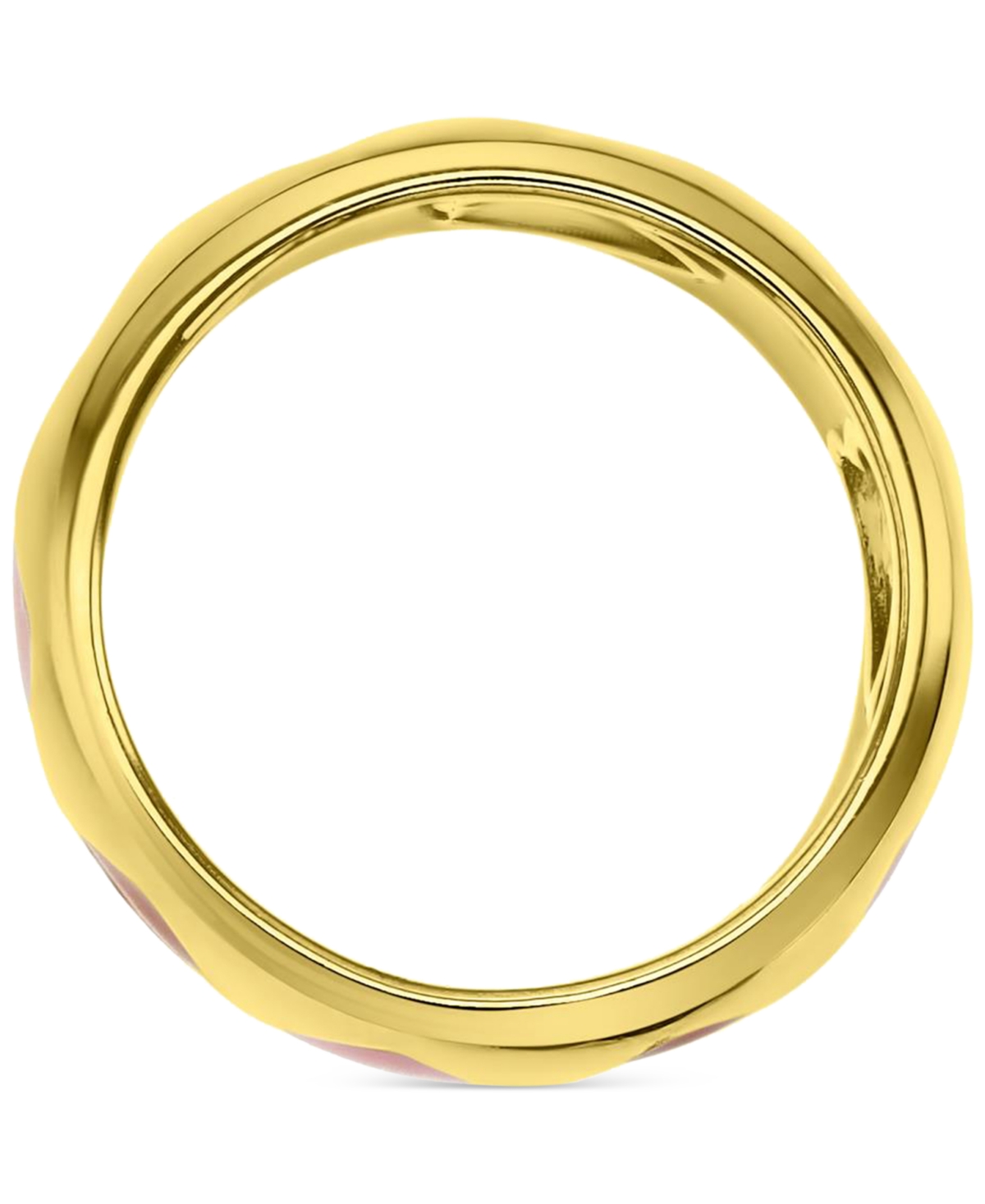 & Pink Enamel Heart Band in 14k Gold-Plated Sterling Silver - Red/Pink