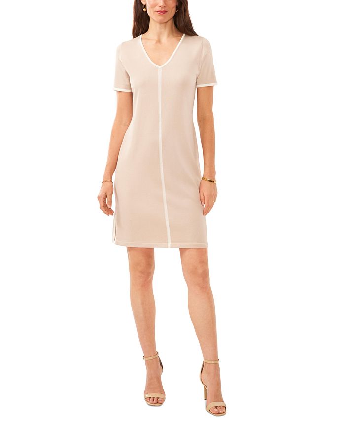 Women s V Neck Short Sleeve Sweater Dress