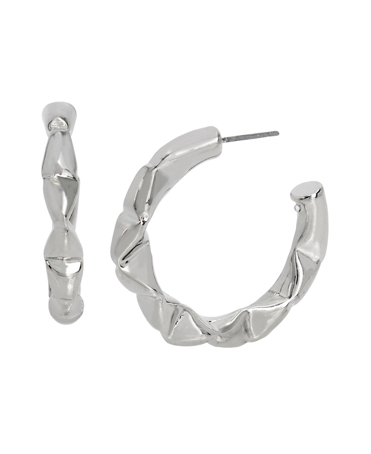 Steve Madden Set In Polished Rhodium-plated Metal Geometric Hoop Earrings