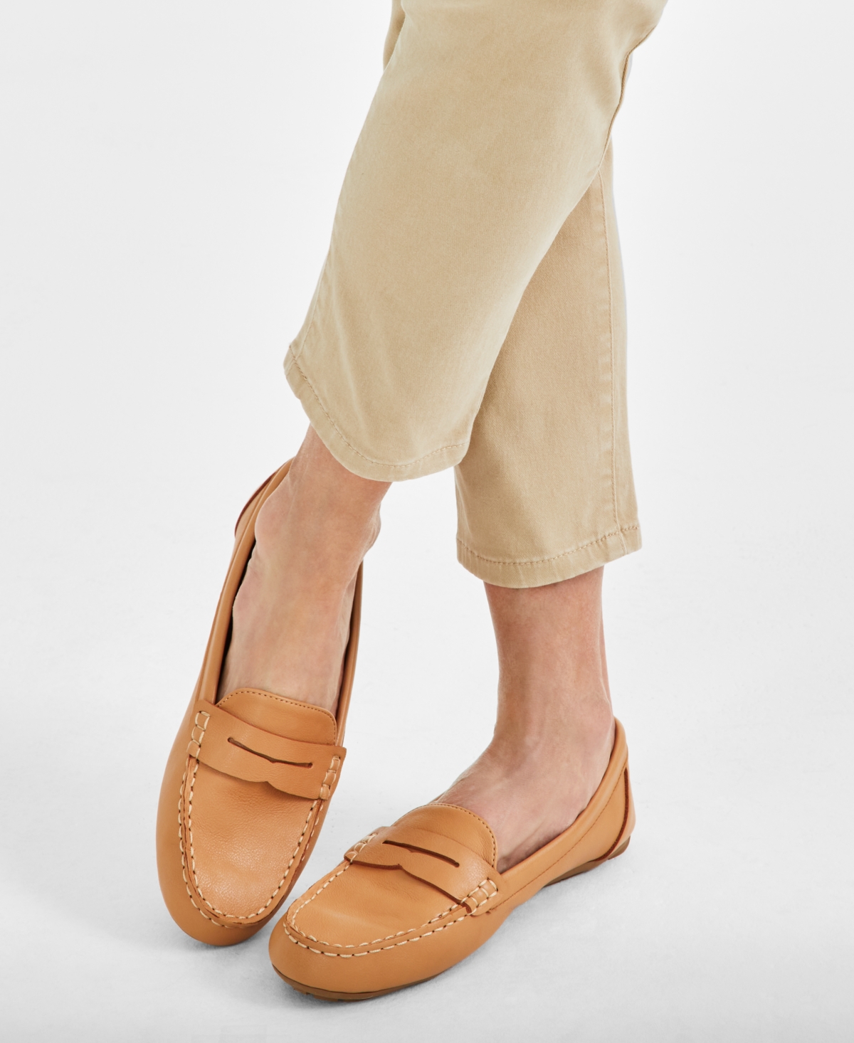 Shop Style & Co Women's Serafinaa Driver Penny Loafers, Created For Macy's In Sage Micro