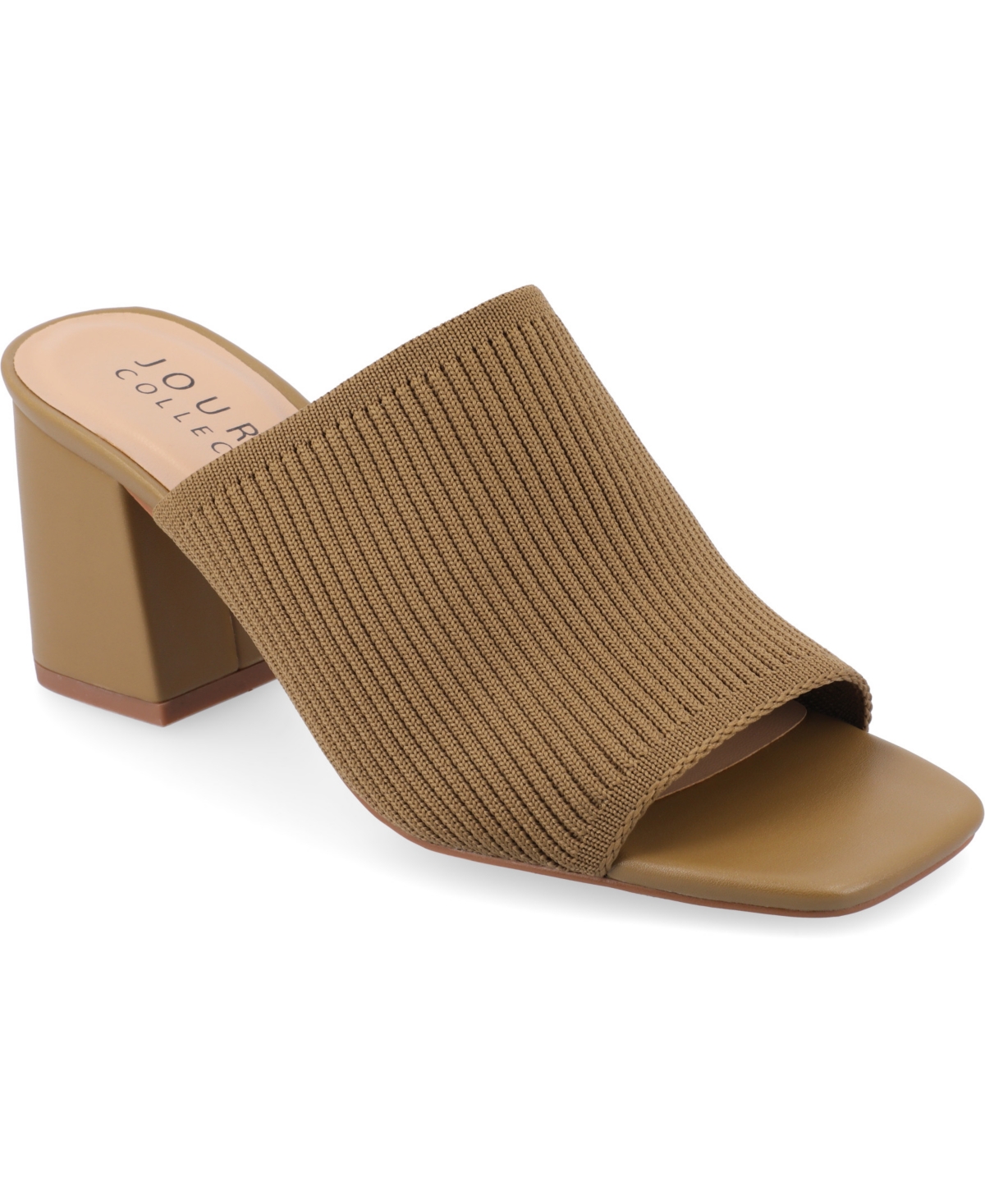 Journee Collection Women's Lorenna Wide Width Block Heel Slide Sandals In Olive