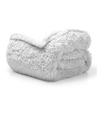 Shaggy Fleece Plush Front Crystal Velvet Back Duvet Cover, Queen