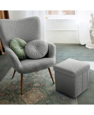 1-Pc Teddy Fabric Upholstered – Ottoman