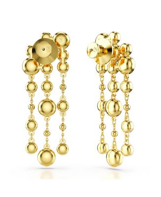 Round Cut, Chandelier, White, Gold-Tone Imber Drop Earrings