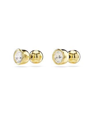 Round Cut, White, Gold-Tone Imber Stud Earrings