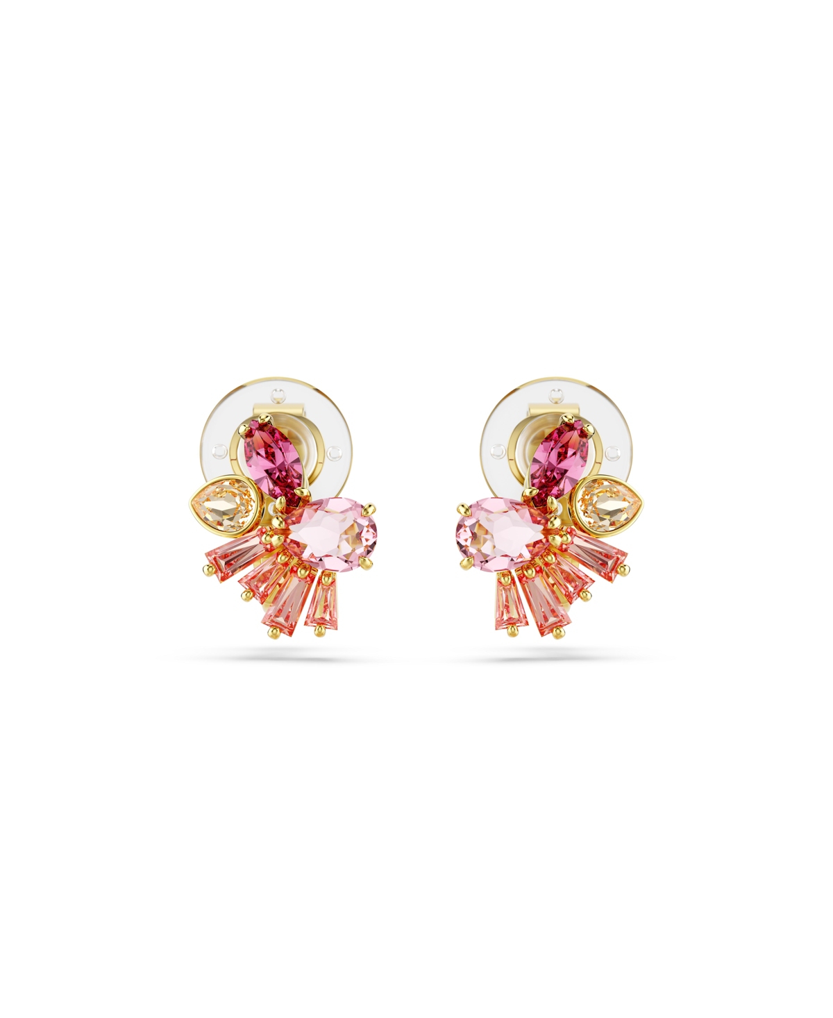 Swarovski Mixed Cuts, Flower, Pink, Gold-tone Gema Clip Earrings