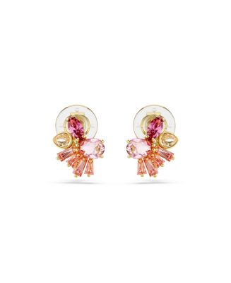 Swarovski Mixed Cuts, Flower, Pink, Gold-Tone Gema Clip-On