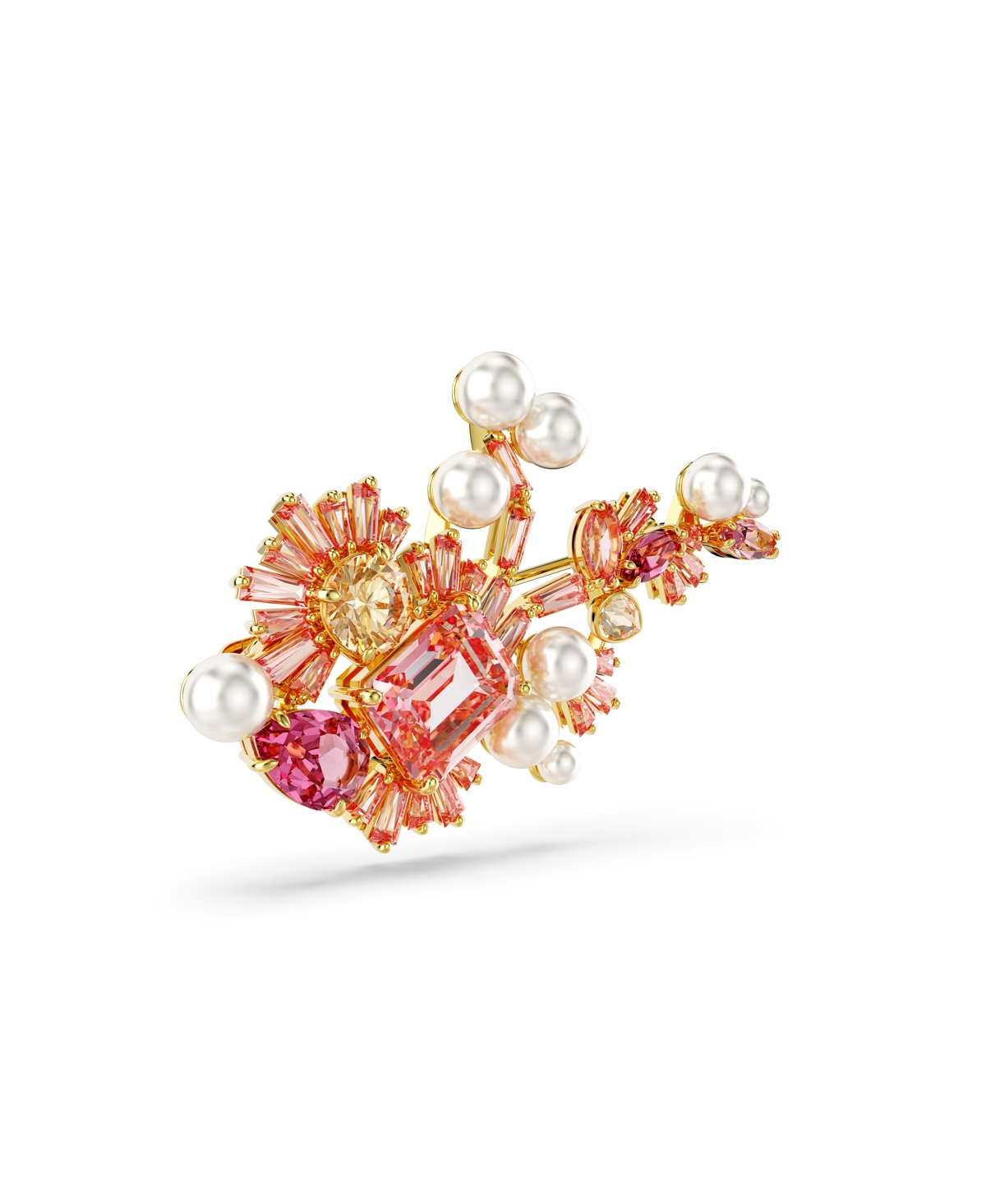 Shop Swarovski Mixed Cuts, Flower, Pink, Gold-tone Gema Brooch