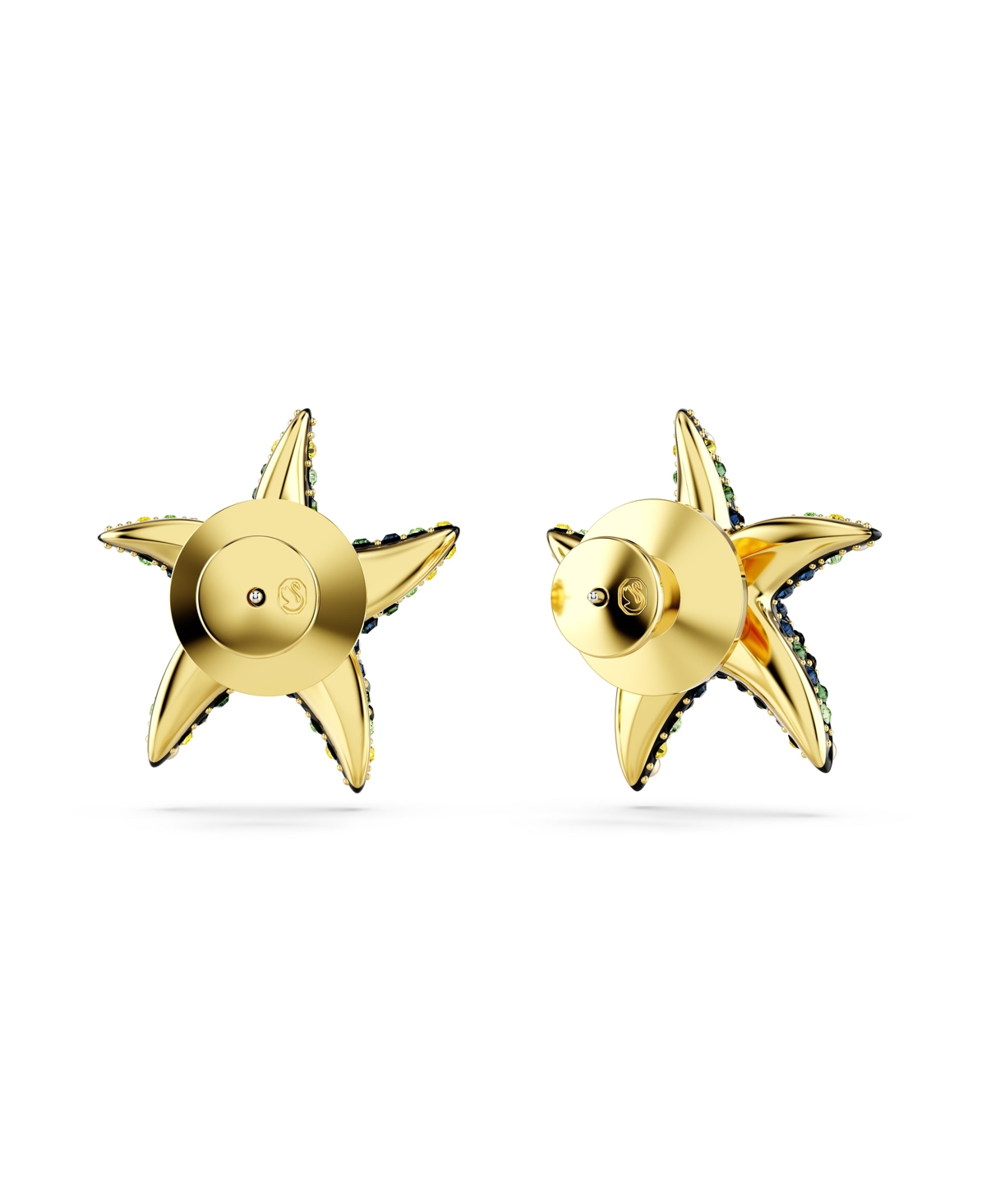 Swarovski Idyllia F Pierced Earrings Stud Starfish S Gold Shiny Multi In Blue