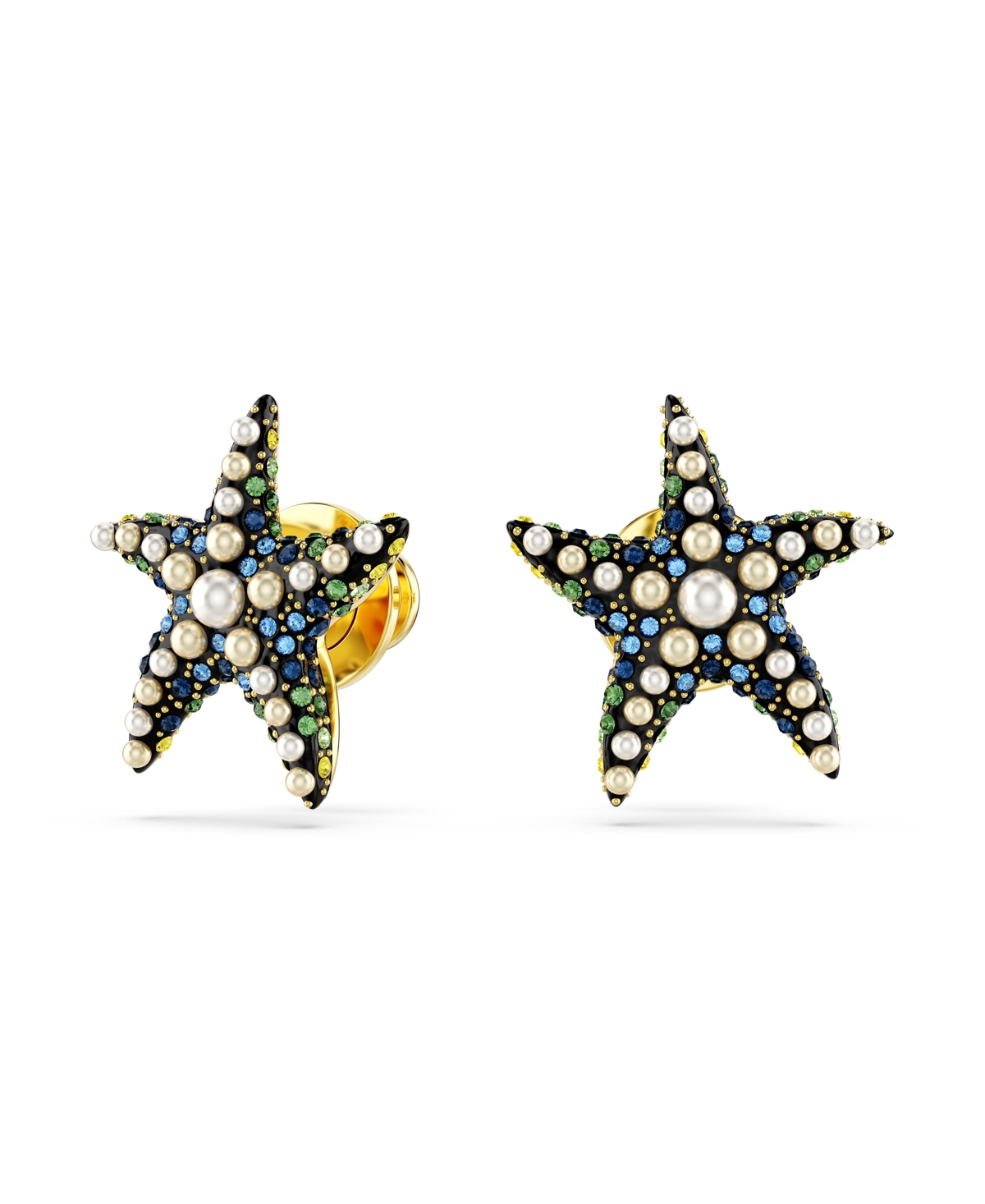 Swarovski Idyllia F Pierced Earrings Stud Starfish S Gold Shiny Multi In Blue