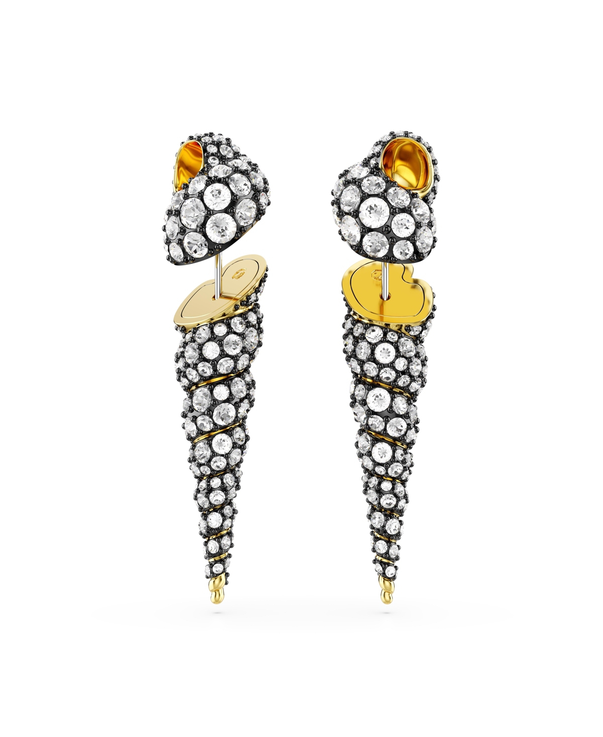 Swarovski Asymmetrical Design, Round Cut, Shell, White, Mixed Metal Finish Idyllia Drop Earrings