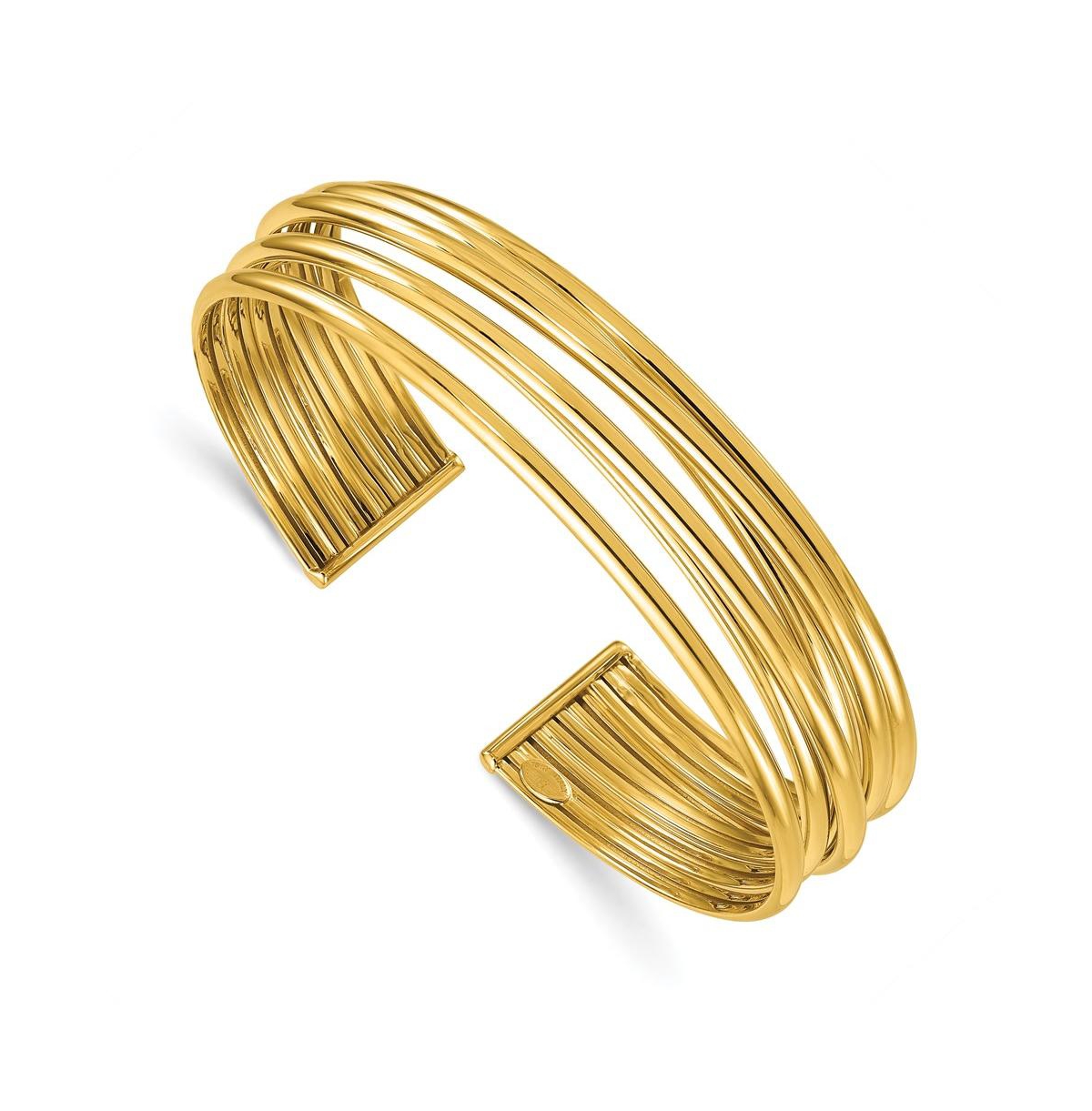 18k Yellow Gold Multi-row Cuff Bangle Bracelet - Gold