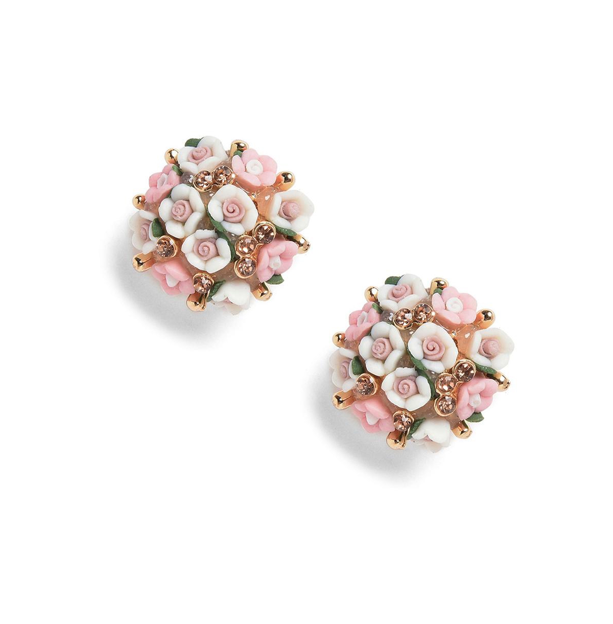 Women's Pink Flower Cluster Drop Earrings - Pink