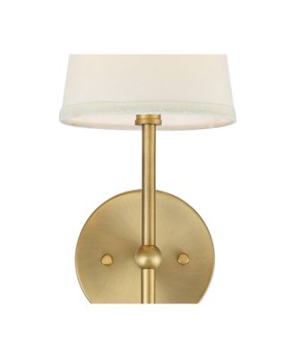 Elena Modern Wall Sconce Lighting Warm Brass Gold Metal Hardwired 21" High Fixture Cream Linen Shade Decor for Bedroom Bedside Living Room Home Hallway Dining Kitchen - Possini Euro Design