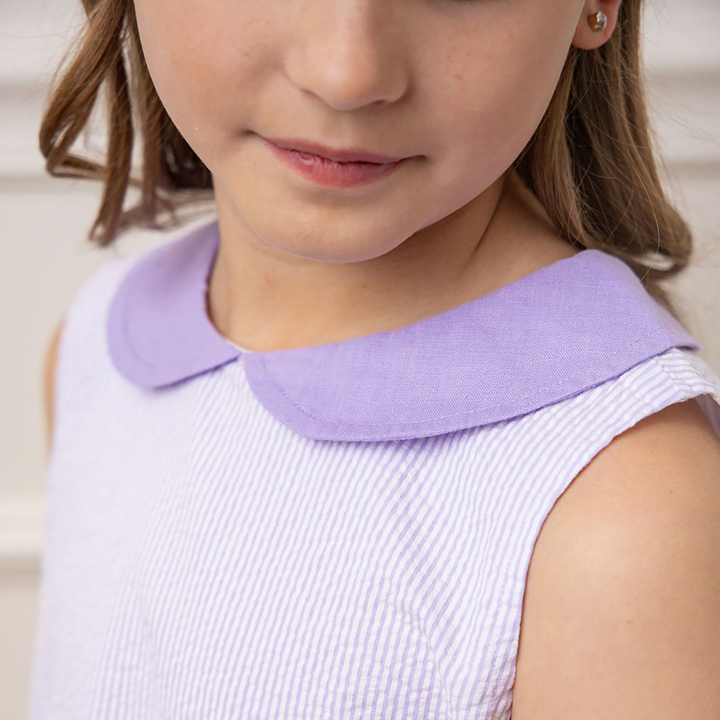 Платье Hope & Henry Peter Pan Collar Seersucker Dress для девочек-малышей, цвет: Лавандовый — фото 7