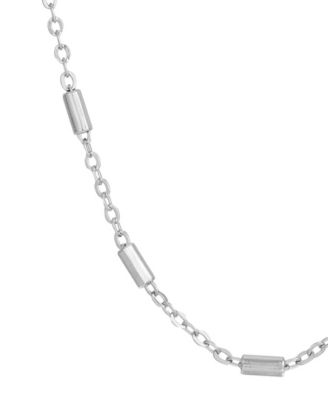 Silver-Tone Tube Shaped Designer Chain Necklace