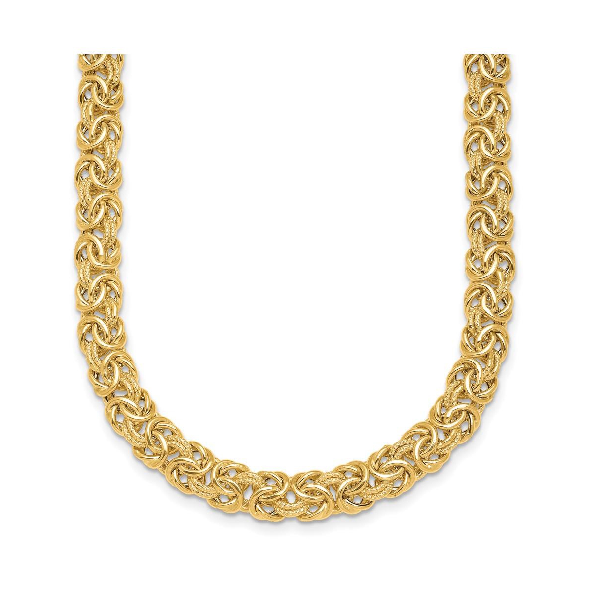 18k Yellow Gold Textured Byzantine Necklace - Gold