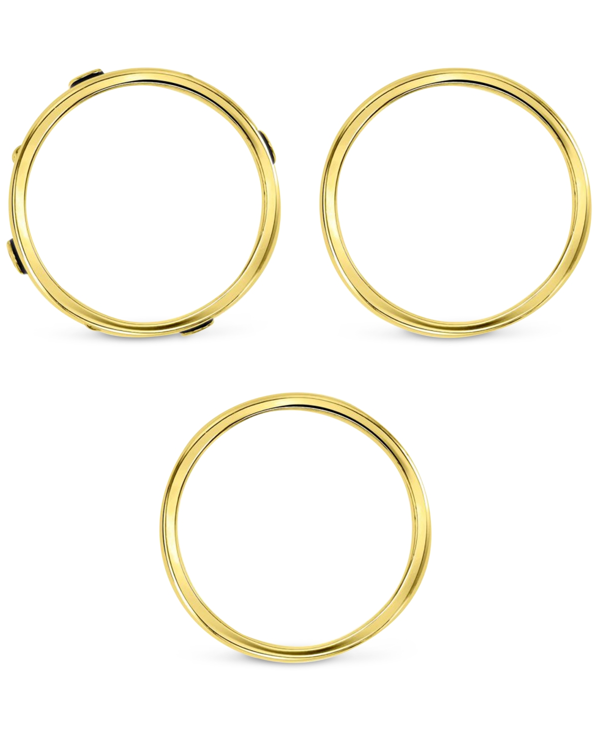 3-Pc. Set Cubic Zirconia & Enamel Stack Rings in 14k Gold-Plated Sterling Silver -Gold