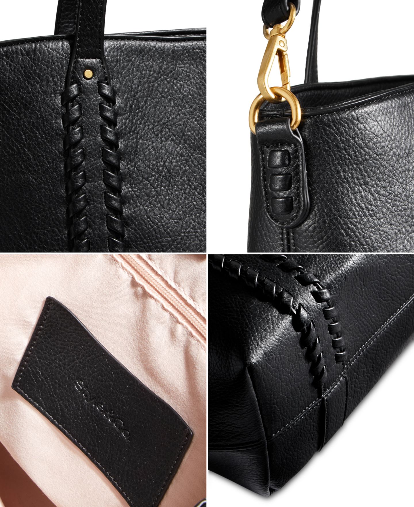 Женская сумка Style & Co Whip-Stitch Medium, Exclusively Macy's, цвет: Чёрный — фото 5