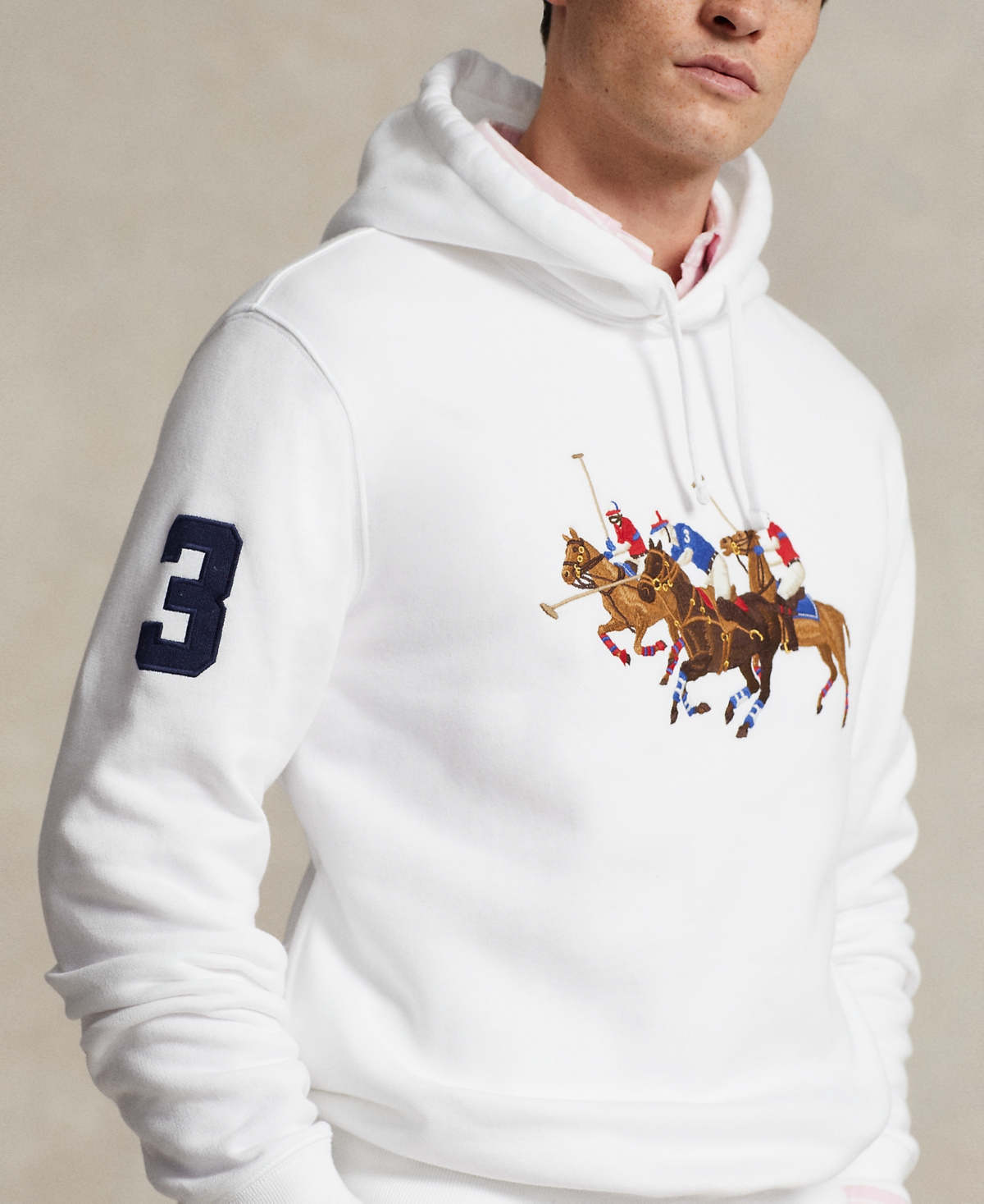 Shop Polo Ralph Lauren Men's Triple-pony Fleece Hoodie In White
