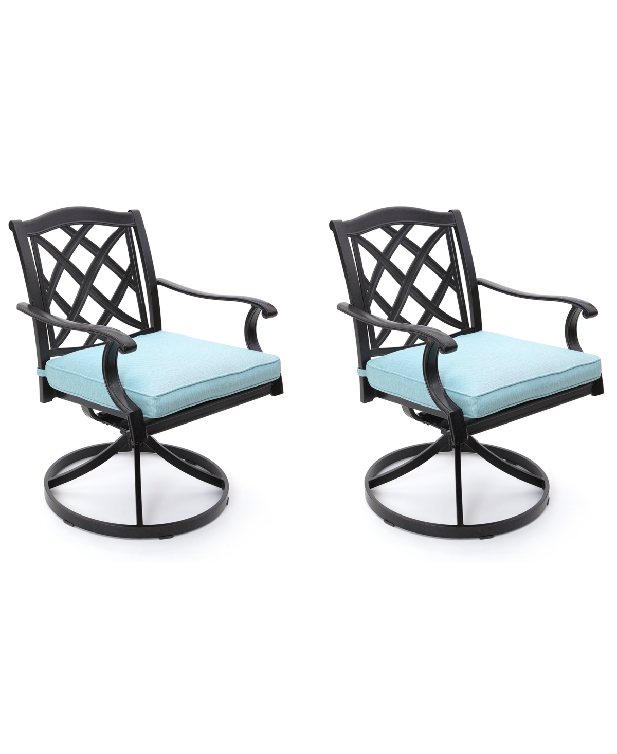 Wythburn Mix and Match Lattice Outdoor Swivel Chairs, Set of 2 -Bronze Finish