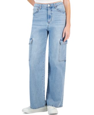 Tinseltown - Juniors' High Rise Wide Leg Cargo Jeans