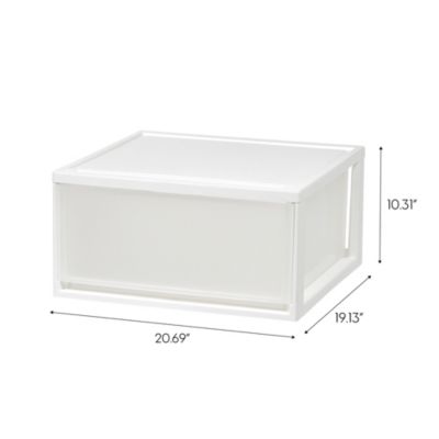 USA 2 Pack 47 Qt. Extra-Large Stackable Storage Drawer Plastic Drawer Organizer with Clear Doors, for Pantry Bedroom Closet Kitchen Under-Sink Home and Office De-Clutter Shoes and Crafts, White