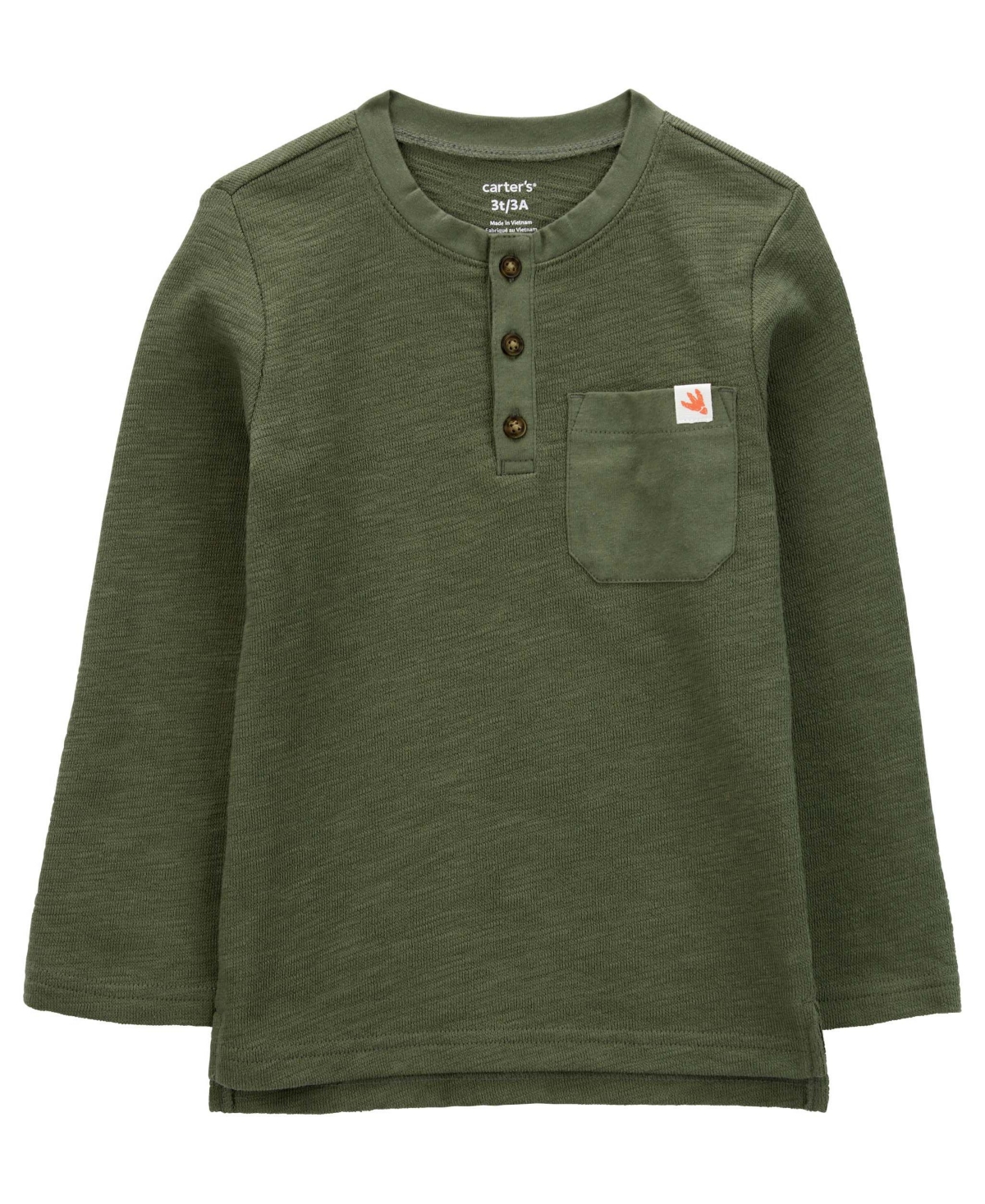 Carter's Babies' Toddler Boys Slub Jersey Pocket Henley Shirt In Green