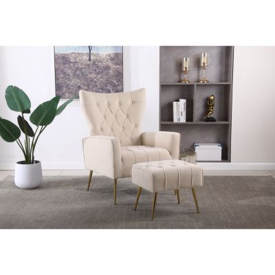 Modern Accent Chair with Ottoman