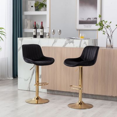 Velvet Footrest with Chrome Base bar stools