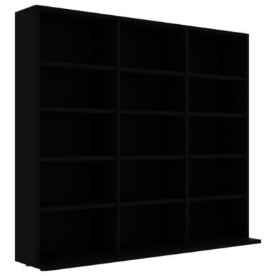 CD Cabinet Black 40.2"x9.1"x35.2" Engineered Wood