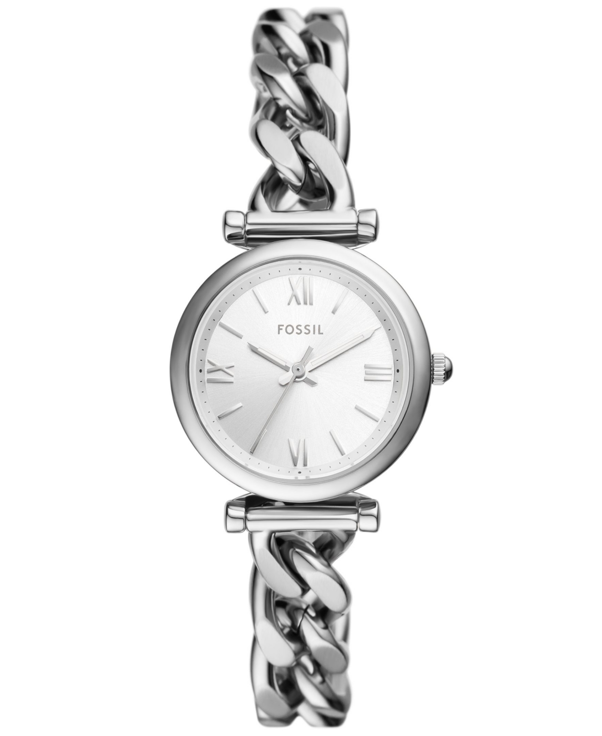 Fossil Women's Carlie Three-hand Gold-tone Stainless Steel Watch 28mm In Silver