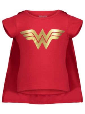 DC Comics Wonder Woman Costume T-Shirt Tulle Skirt Headband and Cape 4 Piece Set
