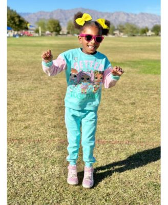 Girls Fleece Sweatshirt and Jogger Pants Outfit Set