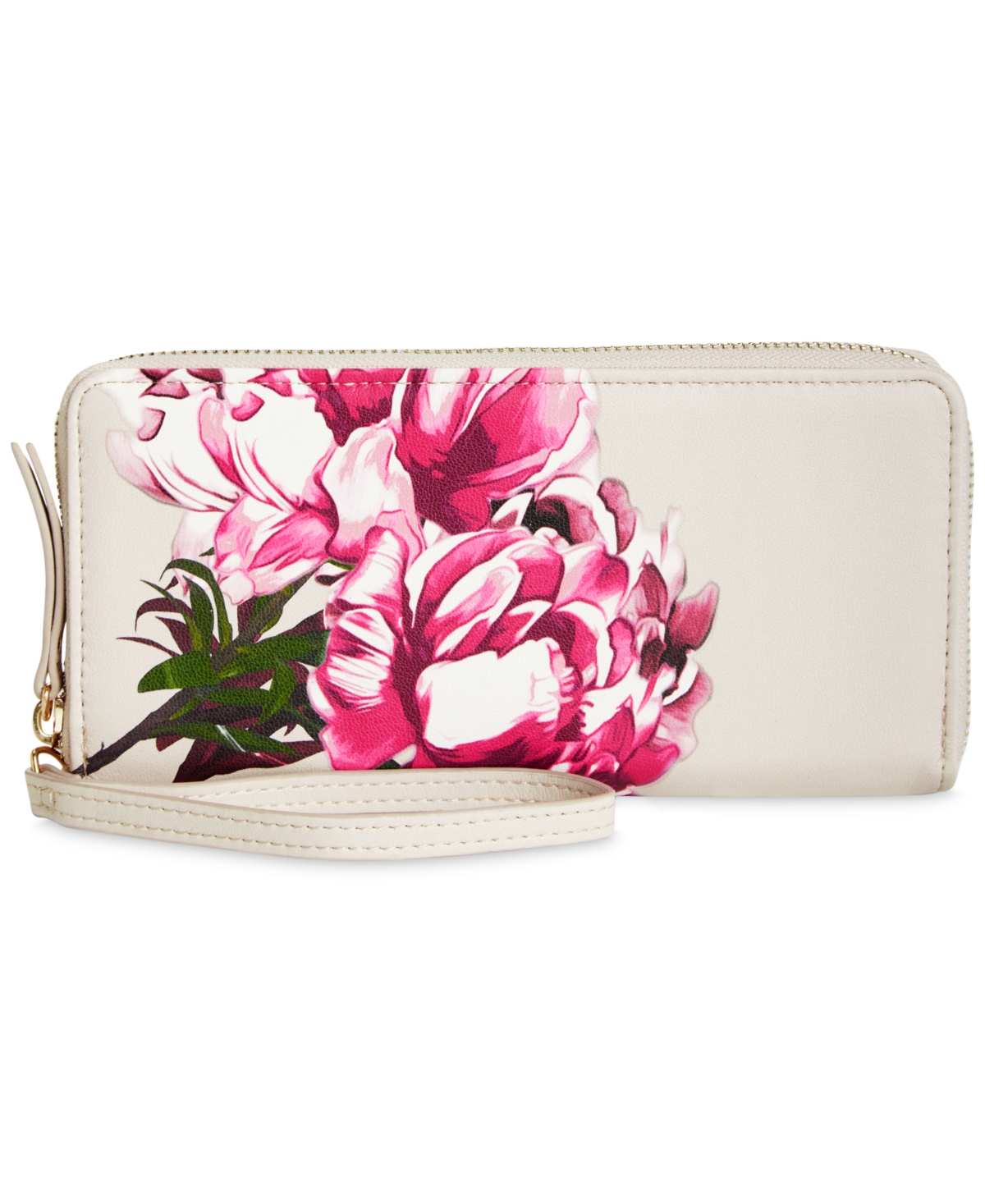 Hazell Zip Around Floral Wristlet, Created for Macy's - Pearl Champagne