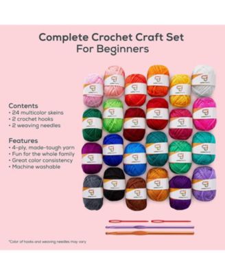 24 Piece Yarn Crochet Kit & Knitting Set w/Crochet Accessories