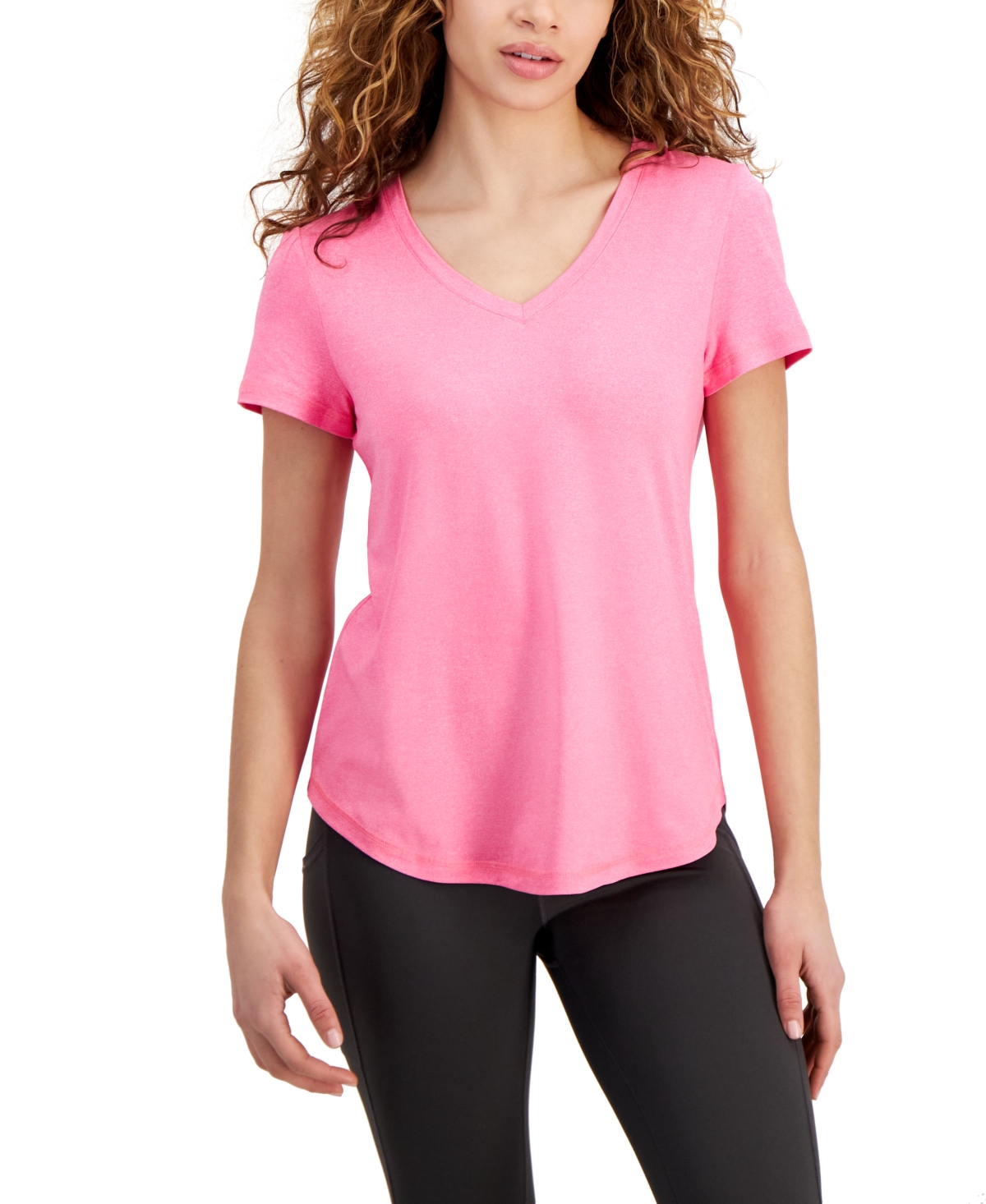 Id Ideology Women's V-neck Performance T-shirt, Created For Macy's In Molten Pink