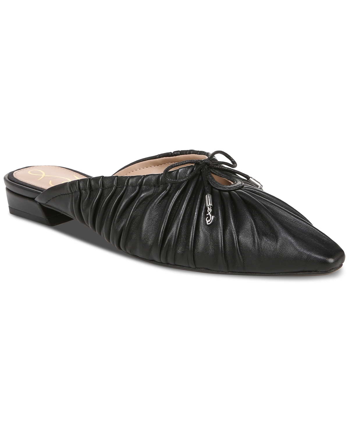 Shop Sam Edelman Women's Julia Ruched Pointed-toe Flats In Black