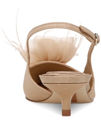 Women's Faye Embellished Feather Slingback Kitten-Heel Pumps