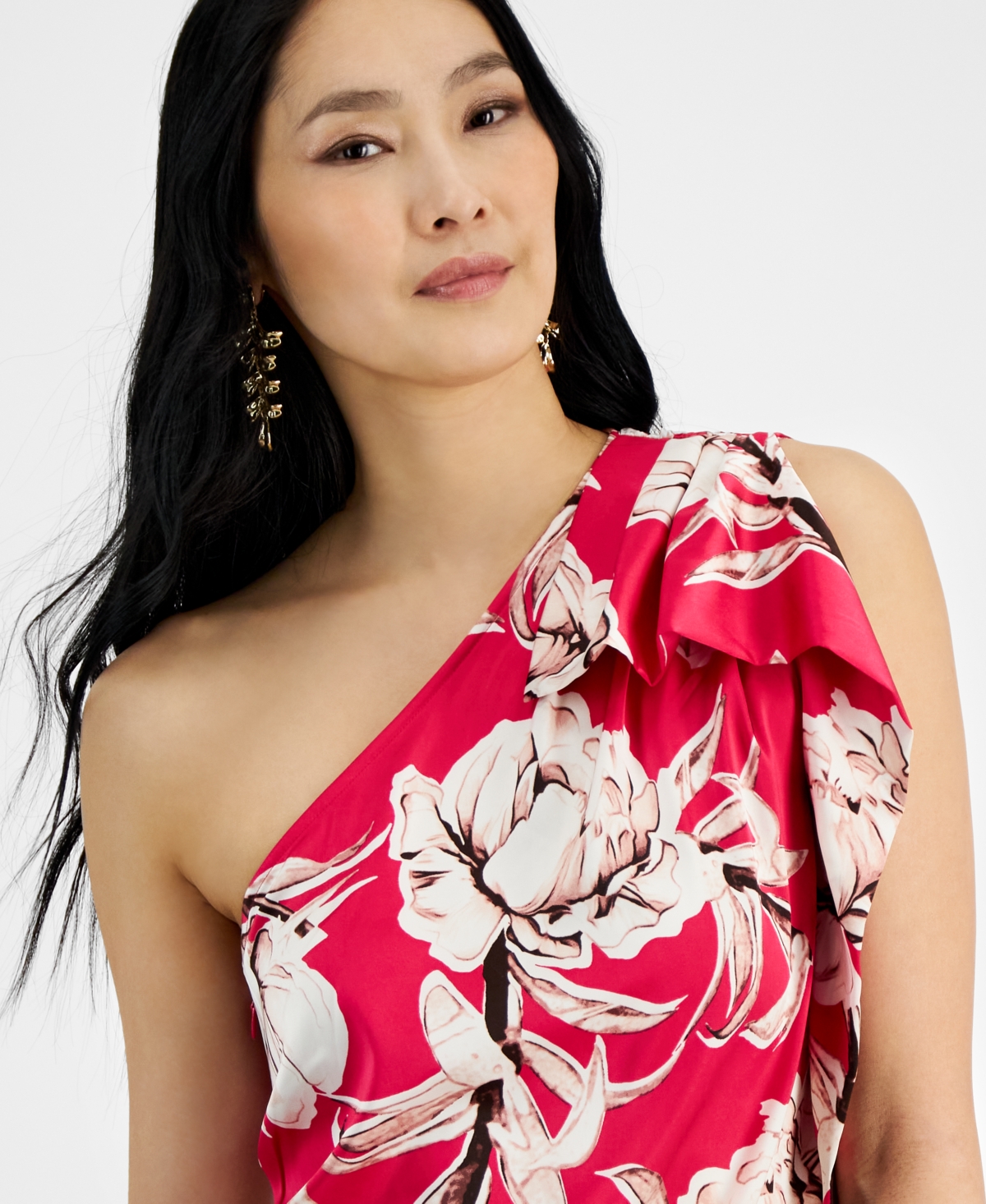Shop Inc International Concepts Women's Sleeveless One-shoulder Ruffle Top, Created For Macy's In Mariana Garden