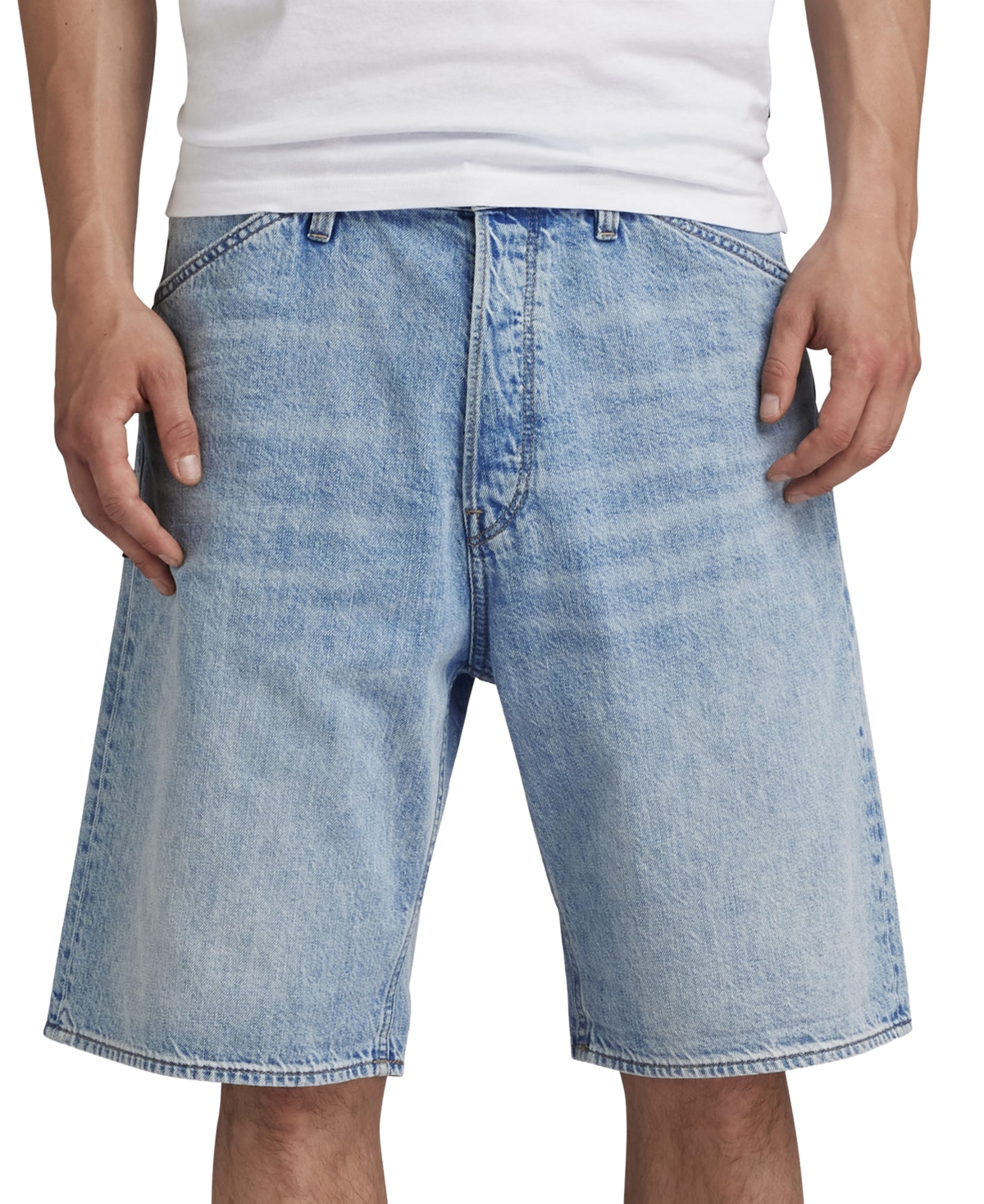 Shop G-star Raw Men's Relaxed Fit Sun Faded Denim Shorts In Sun Faded Cloudburst