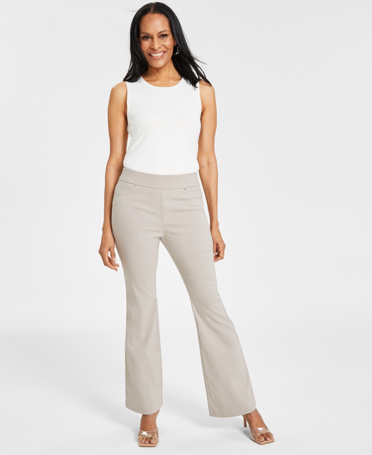 Shop Inc International Concepts Women's High-rise Pull-on Flare-leg Pants, Created For Macy's In Summer Straw