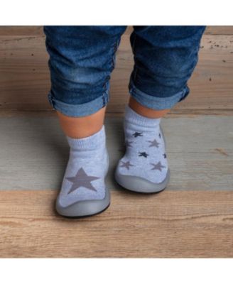 Baby Girl Boy First Walk Sock Shoes Twinkle  - Heather Blue