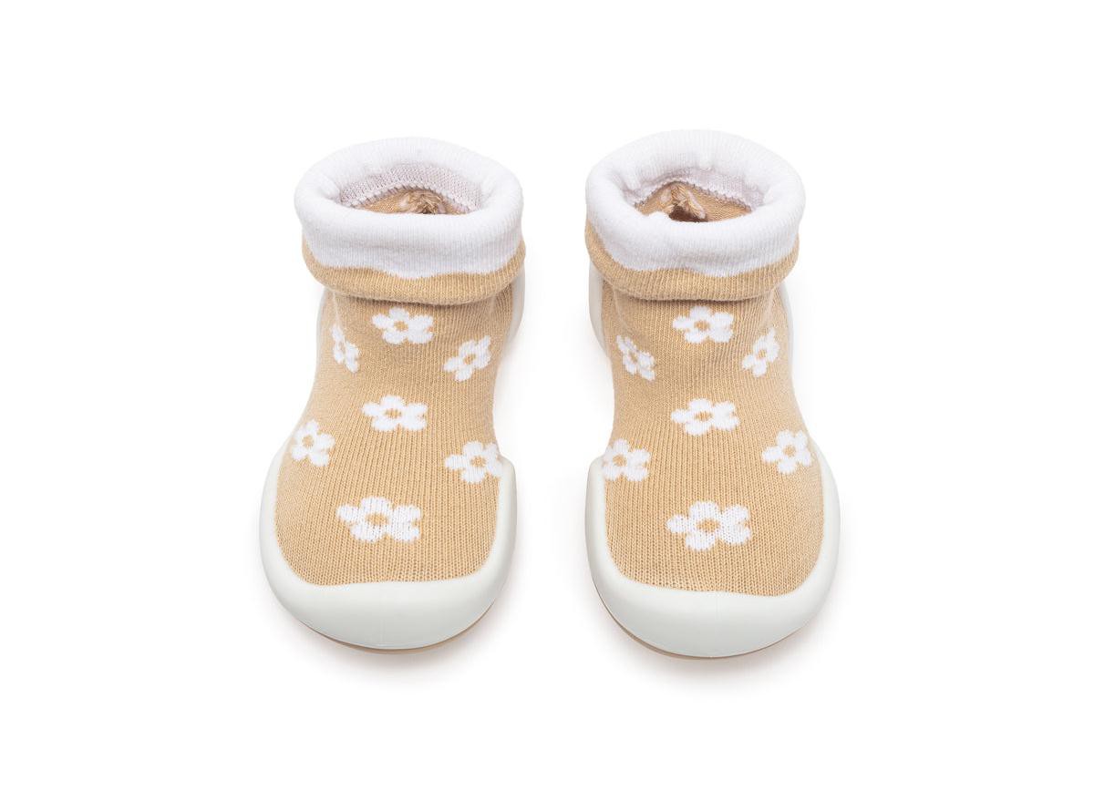 Детские Komuello Infant Girl Breathable Washable Non-Slip Sock Shoes Daisies - Latte — фото 1