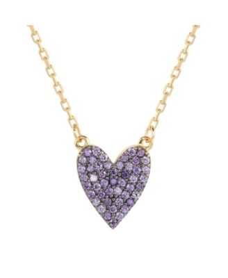 Suzy Levian Sterling Silver Cubic Zirconia Pave Solid Heart Necklace