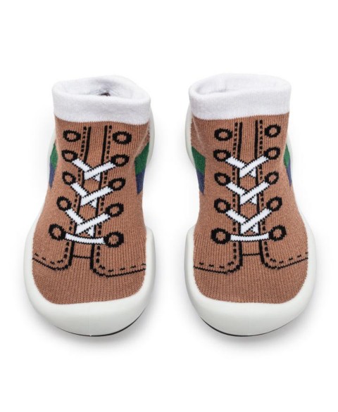 Детские Komuello Infant Girl Boy First Walk Sock Shoes Runner - Brown