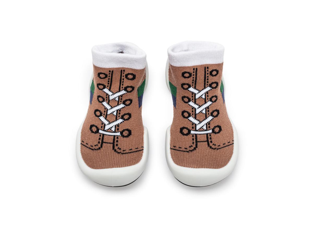 Детские Komuello Infant Girl Boy First Walk Sock Shoes Runner - Brown — фото 1